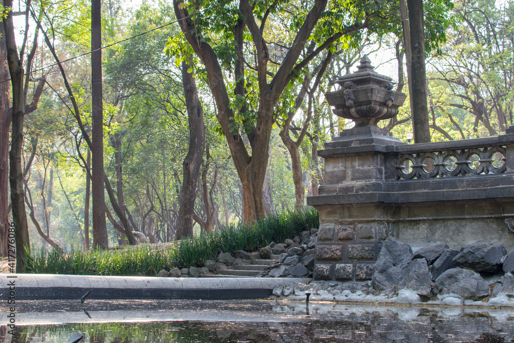 Fountain in chapultepec forest with stairs of stone Fountain in chapultepec forest with stairs of stone