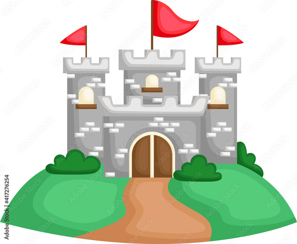 a vector of a castle on top of a hill