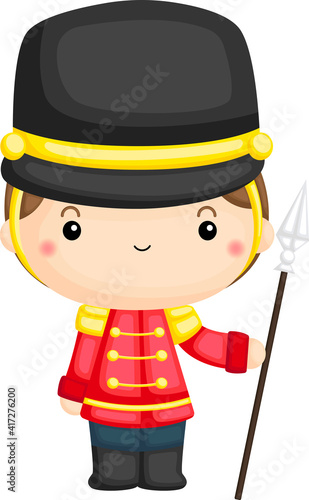 a vector of a guard standing with a weapon