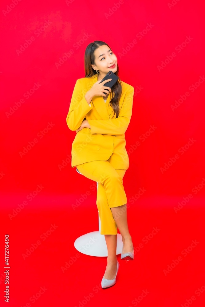 Portrait beautiful young business asian woman use smart mobile phone Portrait beautiful young business asian woman use smart mobile phone