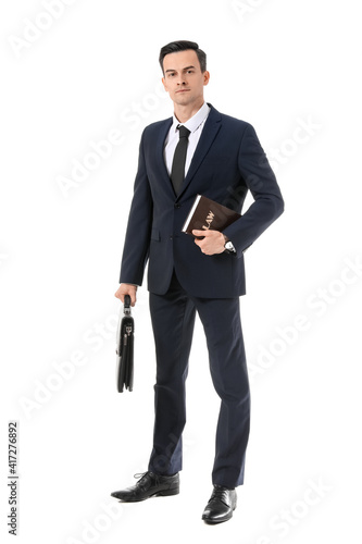 Male lawyer on white background