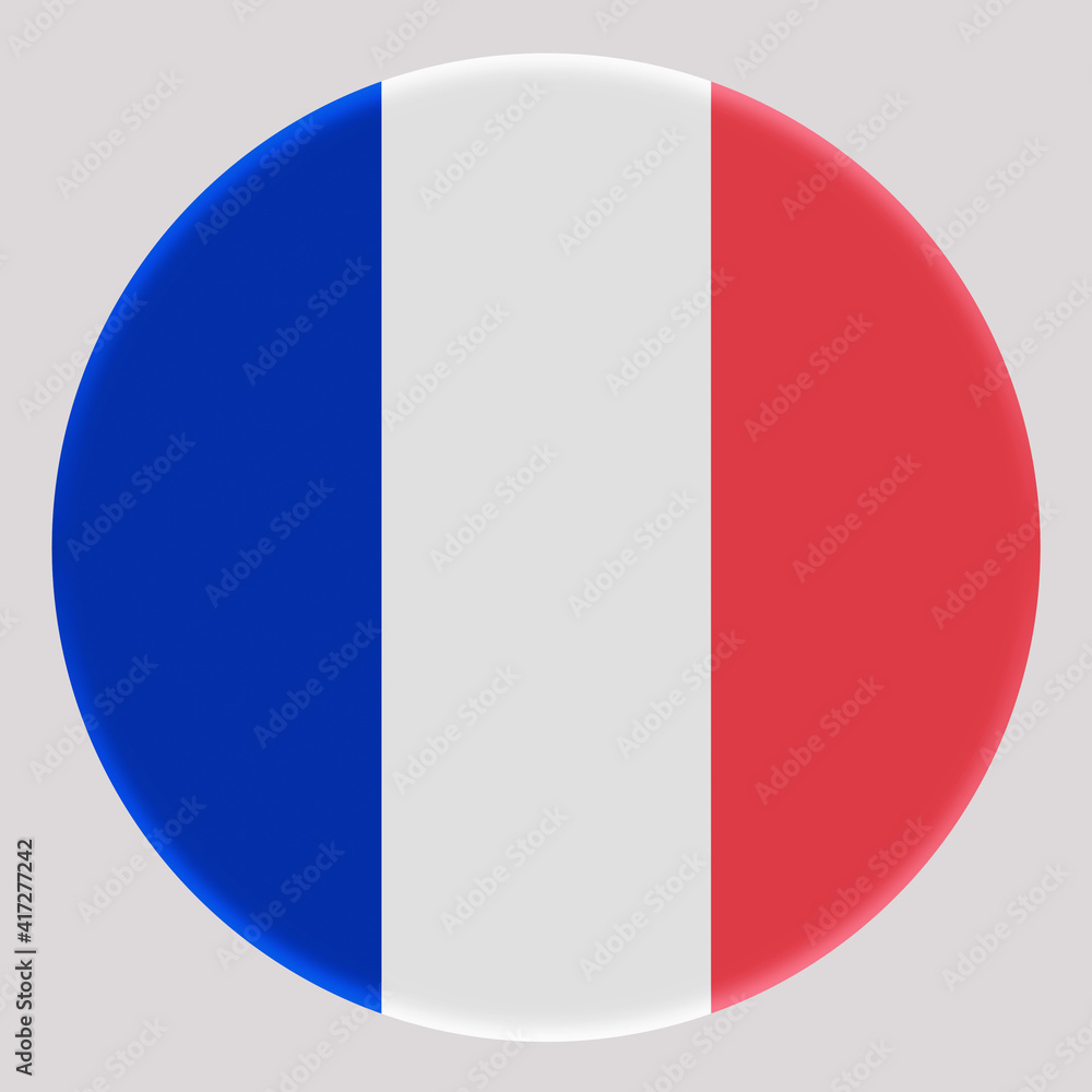 3D Flag of France on circle 3D Flag of France on circle