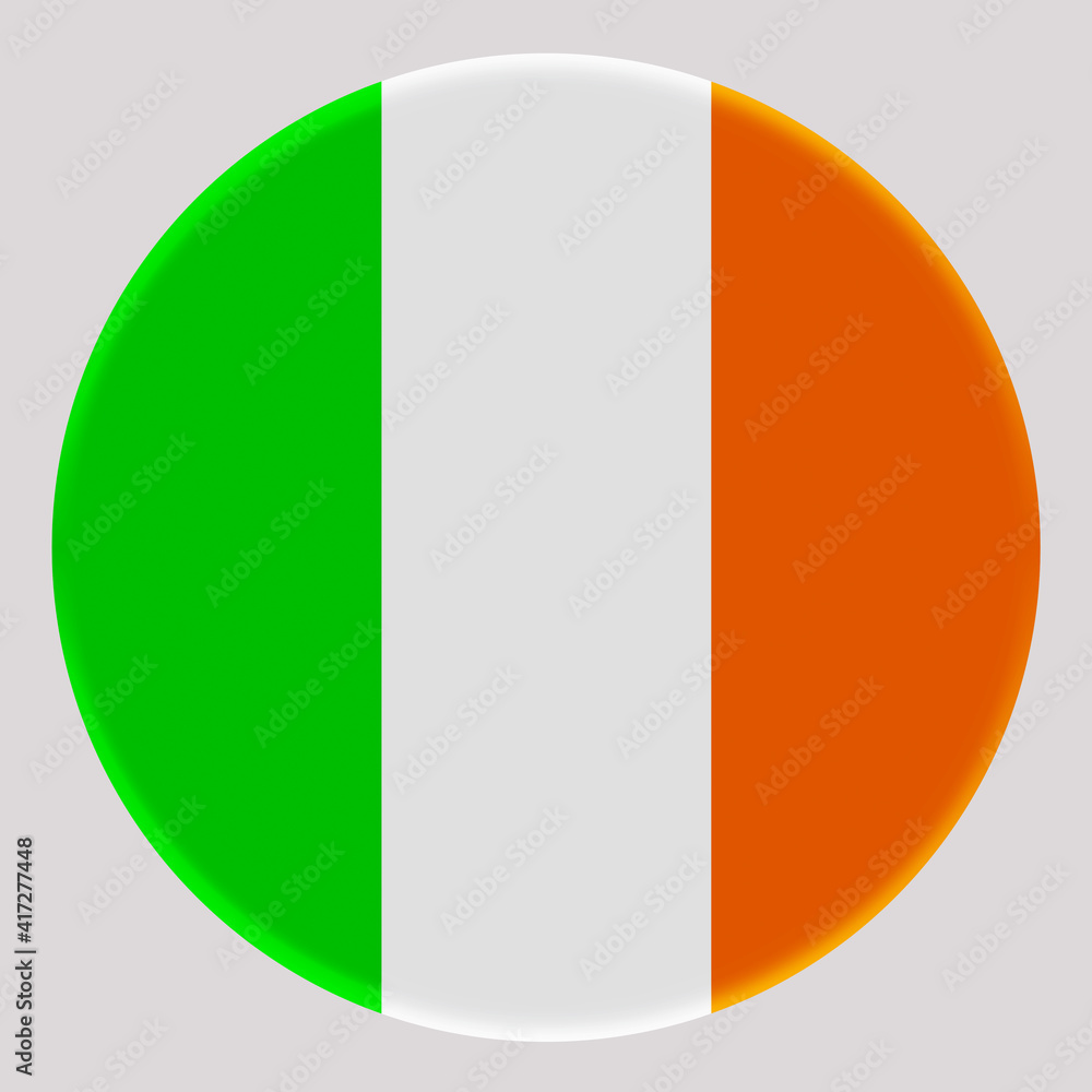 3D Flag of Ireland on circle 3D Flag of Ireland on circle