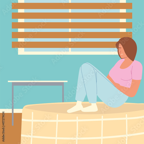 woman sitting cushion