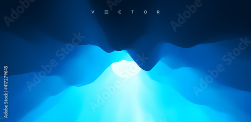 Sky with sun in the clouds. Nature background. Modern pattern. 3d vector Illustration.