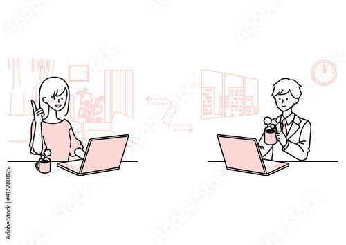リモートワークをするイメージイラスト