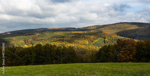 Moravian hills in golden autumn
