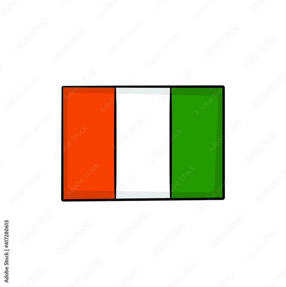 Côte d’Ivoire flag in drawing style isolated vector. Hand drawn object illustration for your presentation, teaching materials or others.