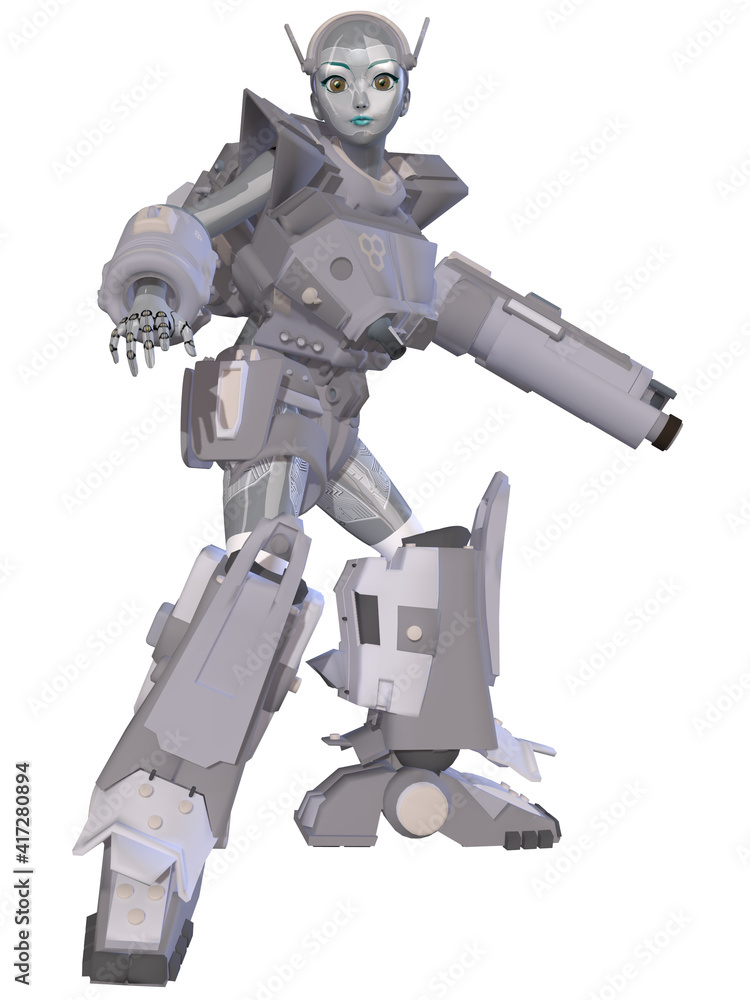 Naklejka premium 3d illustration of a toon fantasy robot