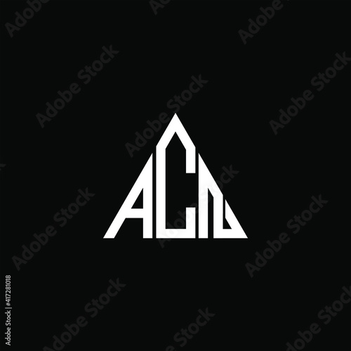A C N letter logo vector design on black color background. acn icon photo