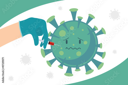 doctor hand vaccinating covid19 virus particle