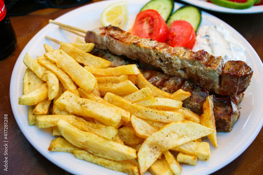 Souvlaki Greek Traditional Food Greece Souvlaki Greek Traditional Food Greece