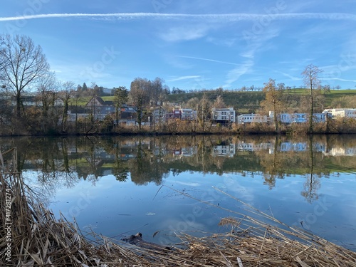 Lake Au (Ausee) on the Au Peninsula in Lake Zurich (Zürichsee oder Zuerichsee), Wädenswil (Waedenswil) - Canton of Zürich (Zuerich), Switzerland (Schweiz) photo