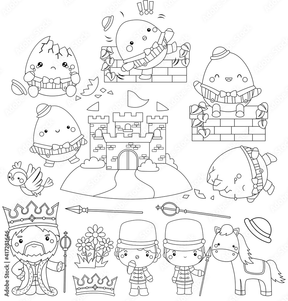 a black and white vector of humpty dumpty story Stock Vector Adobe Stock