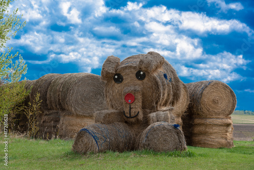 Farmer round  bale art