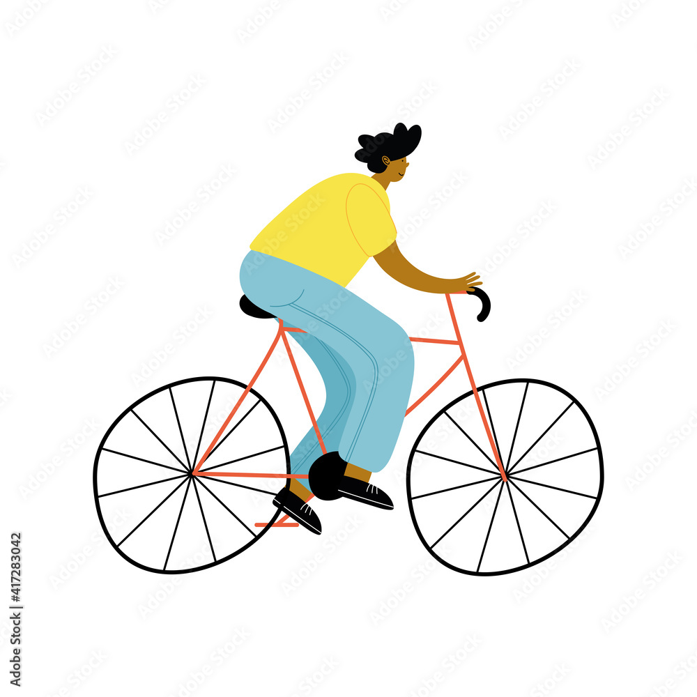 Obraz premium young afro man in bicycle avatar character