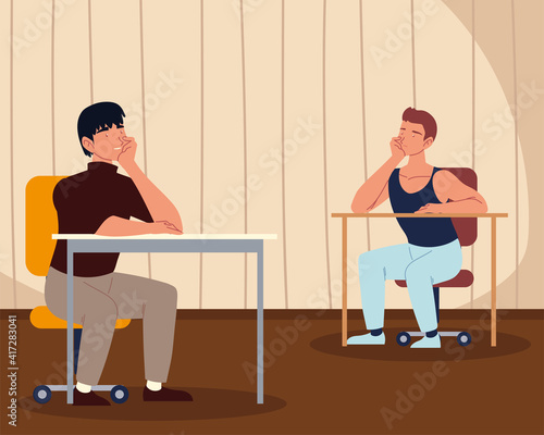 bored men procrastinating