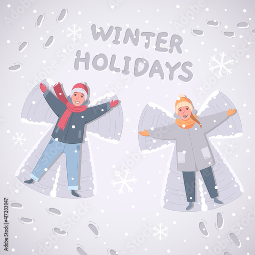 Winter Holidays Cartoon Composition