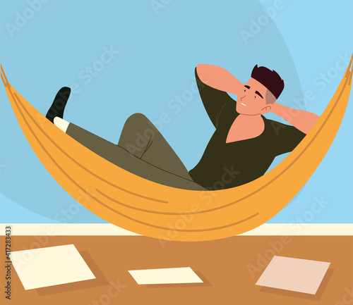 male resting hammock