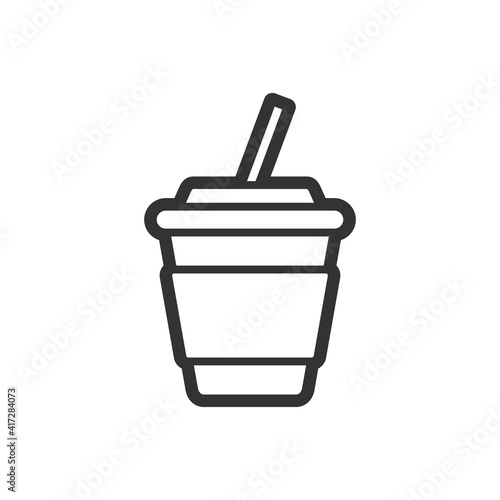 Cola carbonated soft drink contour style vector icon. Tasty fast food unhealthy drink. Isolated dishes on white background.