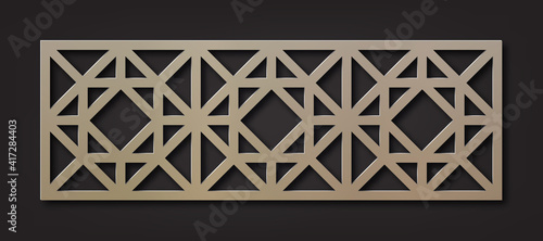 Laser Cutting Template. Decorative Panel. Oriental geometric pattern.