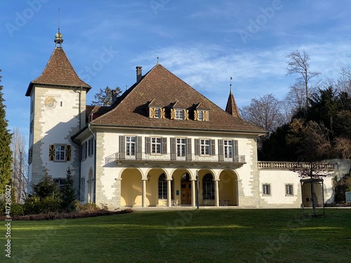 The Au Castle or Au villa in the Venetian style (literally Château Au oder Schloss Au; Werdmüller Landgut) on the Au Peninsula, Wädenswil (Waedenswil) - Canton of Zürich (Zuerich), Switzerland photo