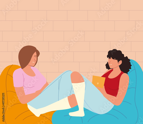 women relaxing procrastinate
