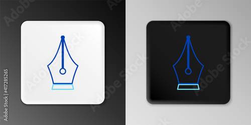 Line Fountain pen nib icon isolated on grey background. Pen tool sign. Colorful outline concept. Vector.