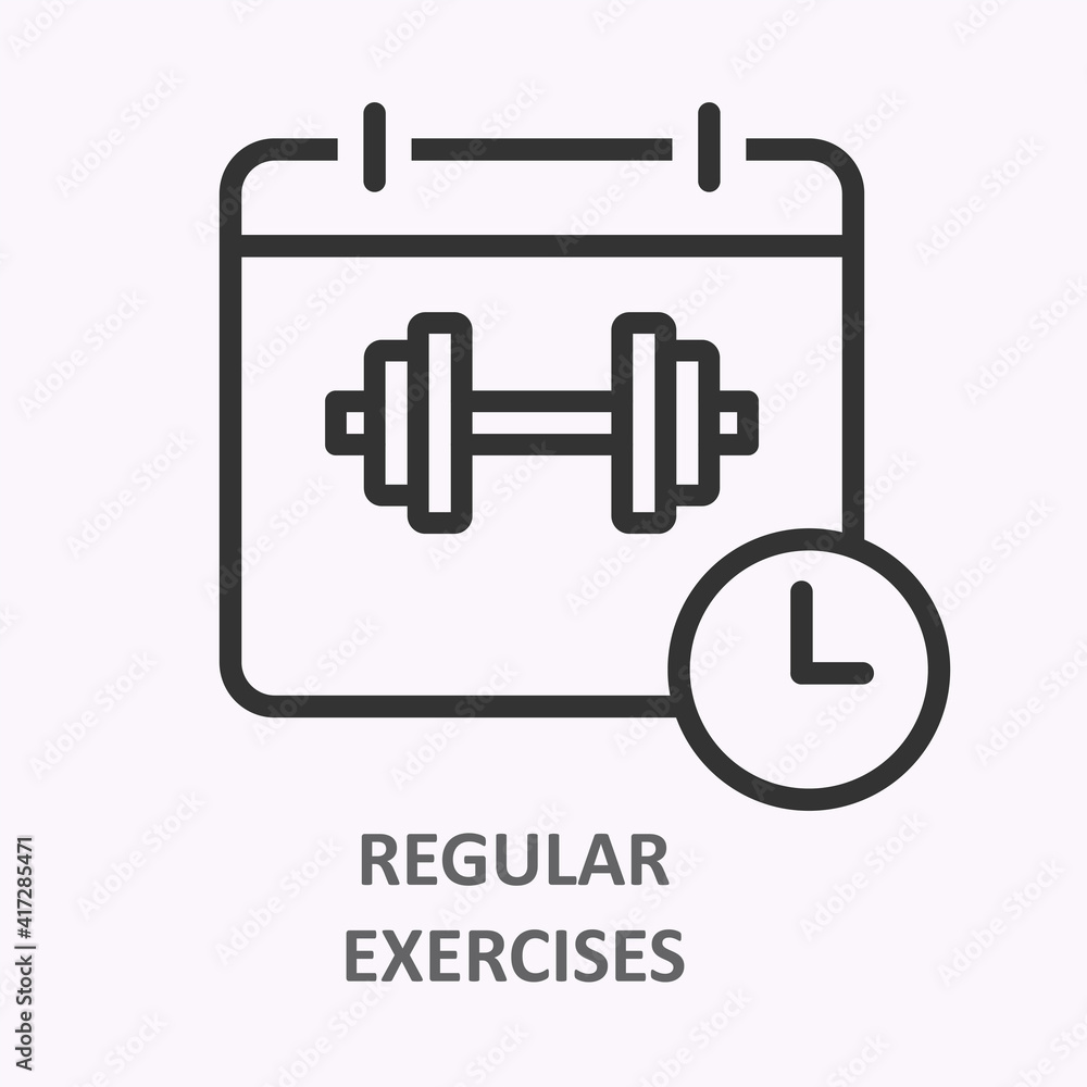 Regular sport exercises line icon on white background. Vector illustration. Regular sport exercises line icon on white background. Vector illustration.