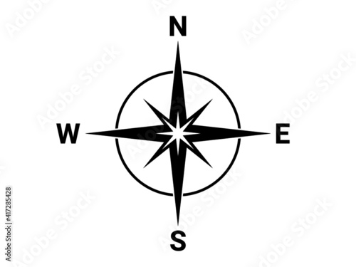 Flat compass direction illustration. North symbol