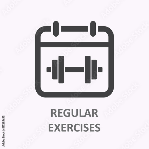 Regular exercise icon on white background. Vector illustration.