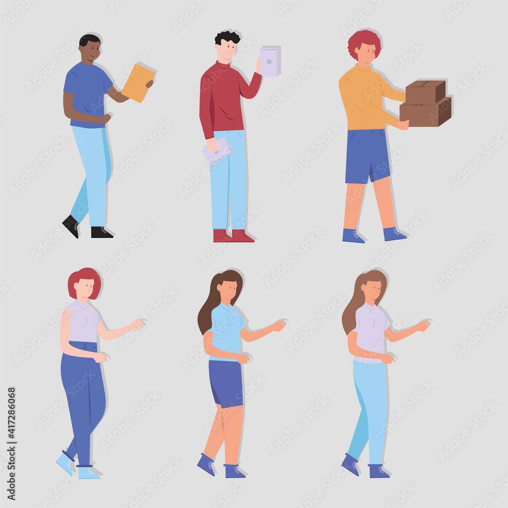 Obraz premium set people character