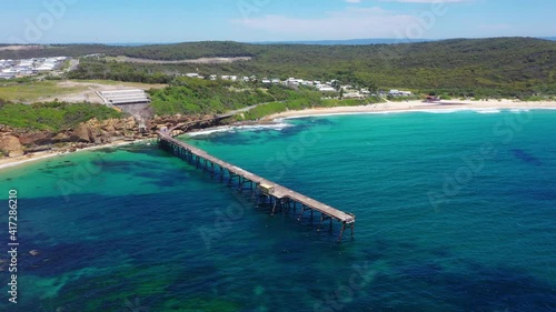 Wallpaper Mural Catherine Hill Bay pier on New South Wales Australia coast, aerial view Torontodigital.ca
