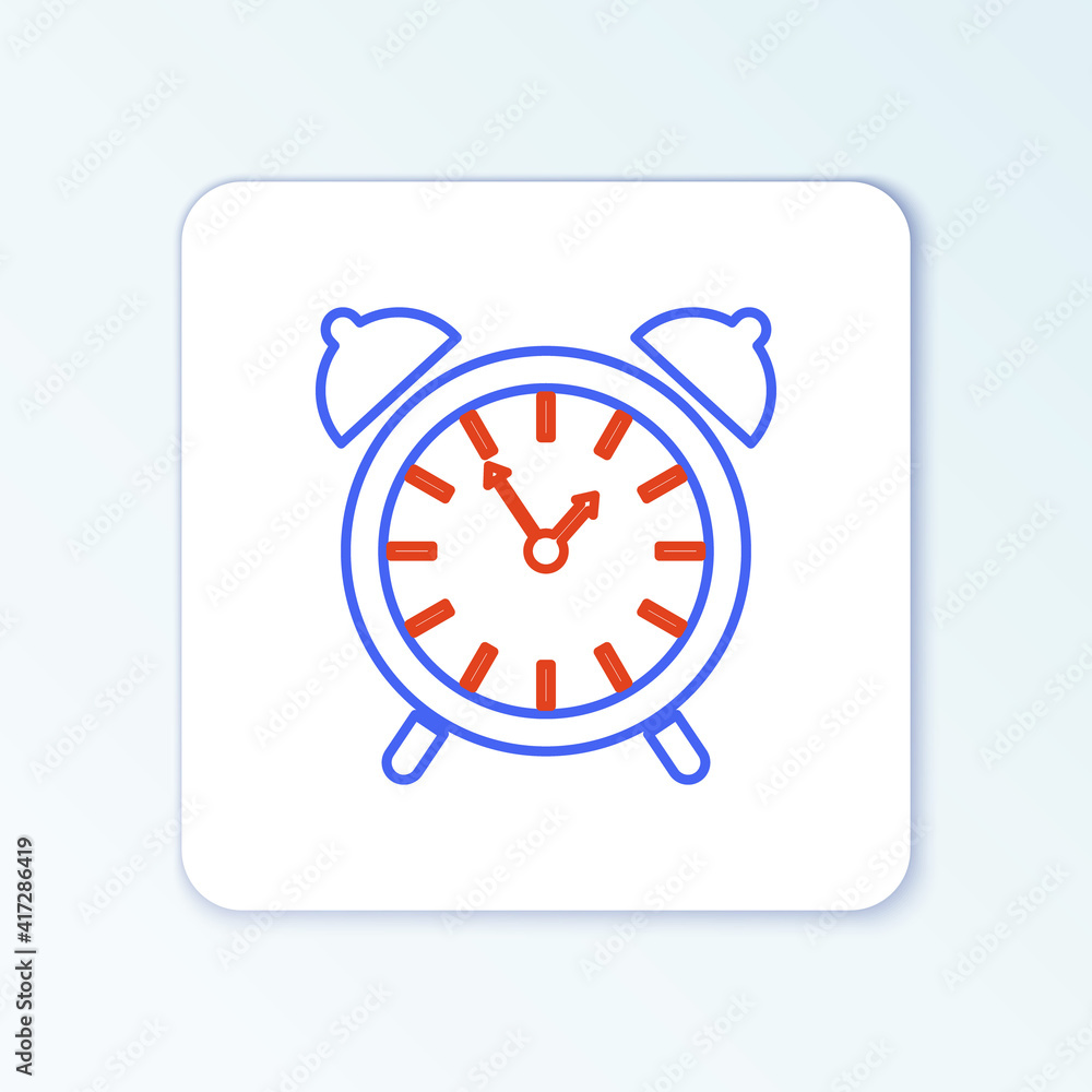 Line Alarm clock icon isolated on white background. Wake up, get up concept. Time sign. Colorful outline concept. Vector. Line Alarm clock icon isolated on white background. Wake up, get up concept. Time sign. Colorful outline concept. Vector.