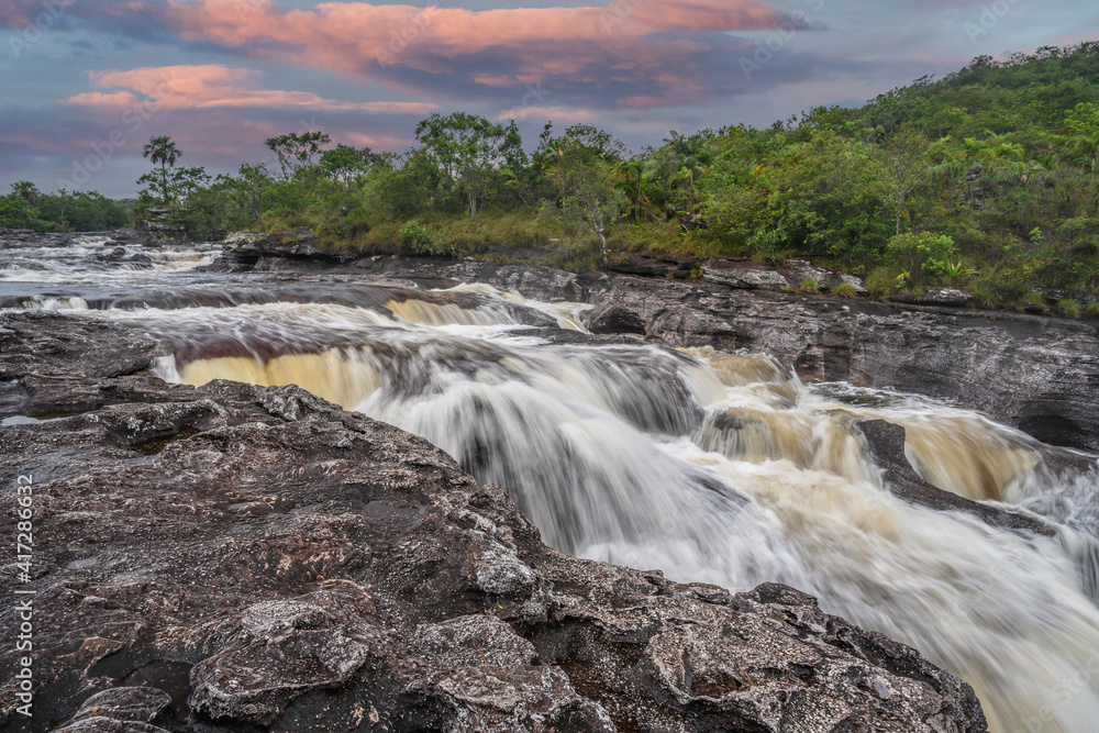 Obraz premium The rainbow river or five colors river is in Colombia one of the most beautiful nature places, is called Crystal Canyon