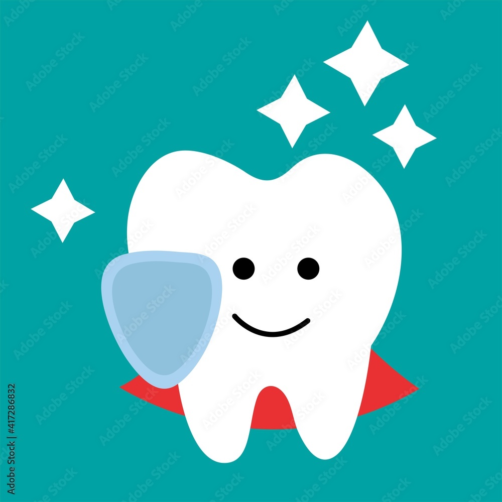 Happy tooth icon. Cute tooth symbols. Teeth cleaning. Dental character vector illustration. Illustration for pediatric dentistry. Oral hygiene, teeth cleaning. Happy tooth icon. Cute tooth symbols. Teeth cleaning. Dental character vector illustration. Illustration for pediatric dentistry. Oral hygiene, teeth cleaning.