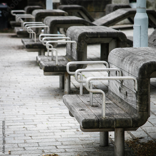 Benchs Chairs Perspective in Black and White