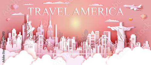 Tour landmarks United States and south America famous monument architecture.