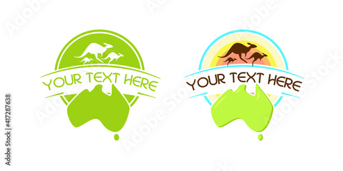 Emblem logo with Australia and kangaroo 