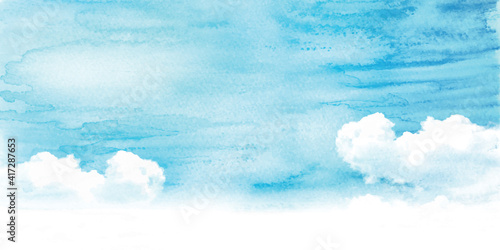 空　雲　水彩　風景