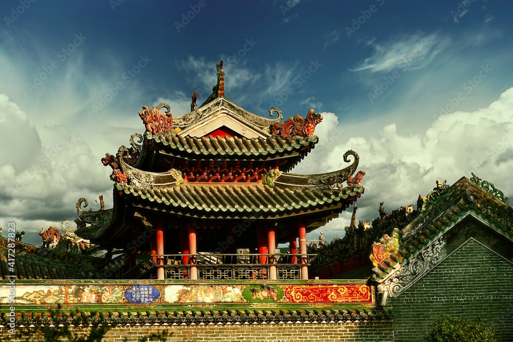 Zumiao Ancestor's Temple is a Daoist temple in Foshan, Guangdong, China. The temple was converted into Municipal Museum and listed as one of the main cultural relics. Typical Lingnan style roofs. Zumiao Ancestor's Temple is a Daoist temple in Foshan, Guangdong, China. The temple was converted into Municipal Museum and listed as one of the main cultural relics. Typical Lingnan style roofs.