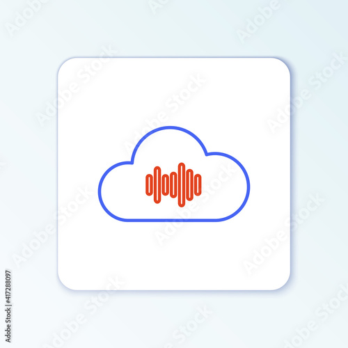 Line Music streaming service icon isolated on white background. Sound cloud computing, online media streaming, online song, audio wave. Colorful outline concept. Vector.