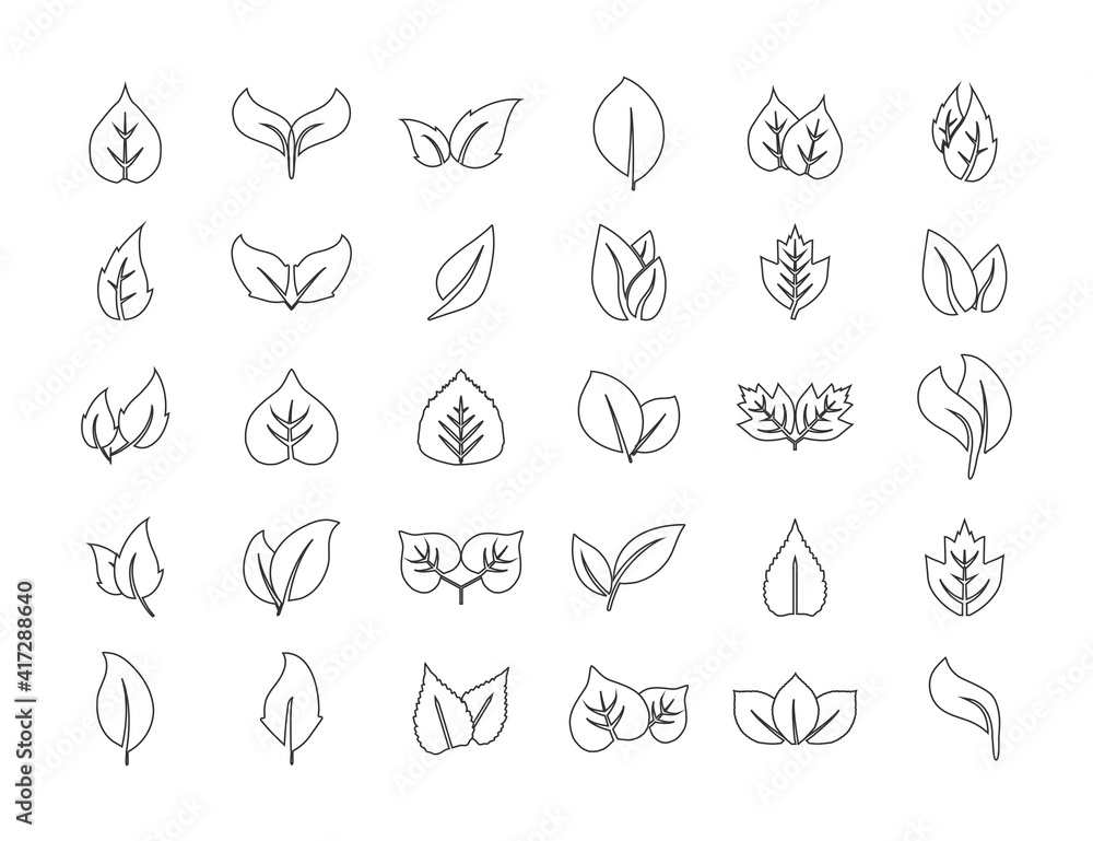 Eco, line, leaves icon set. Vector illustration. Eco, line, leaves icon set. Vector illustration.