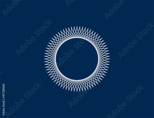 Spirograph abstract element on blue background. Vector illustration. photo