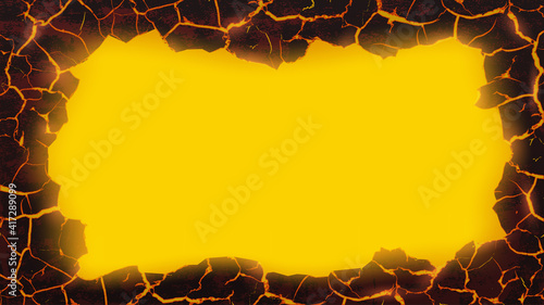 Red texture of molten lava. Template for copy space