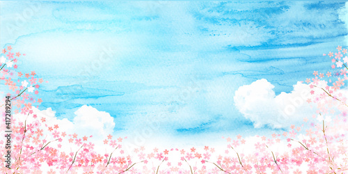 桜　水彩　春　風景