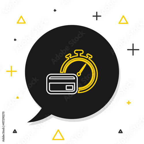 Line Fast payments icon isolated on white background. Fast money transfer payment. Financial services, fast loan, time is money, cash back concept. Colorful outline concept. Vector.
