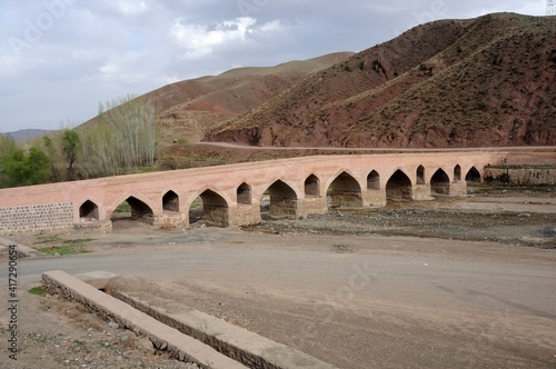 Khatoon Bridge was built in 1170 by Ahmet Khan Donboli. The bridge is located on the Silk Road. Hoy, West Azerbaijan Province, Iran. photo