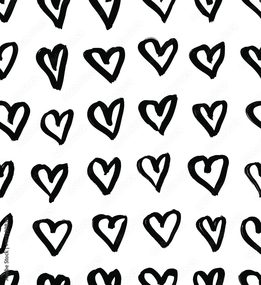 Vector art illustration grunge hearts. Set of hand drawn paint object for design. Black and white Abstract brush drawing Vector art illustration grunge hearts. Set of hand drawn paint object for design. Black and white Abstract brush drawing