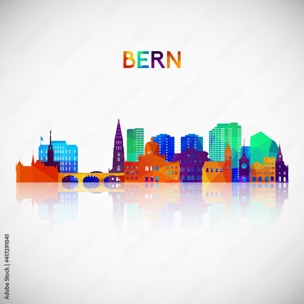 Bern skyline silhouette in colorful geometric style. Symbol for your design. Vector illustration.